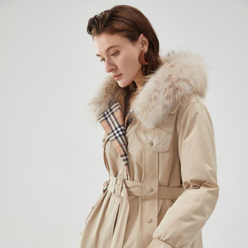 Beige Collar Down Jacket